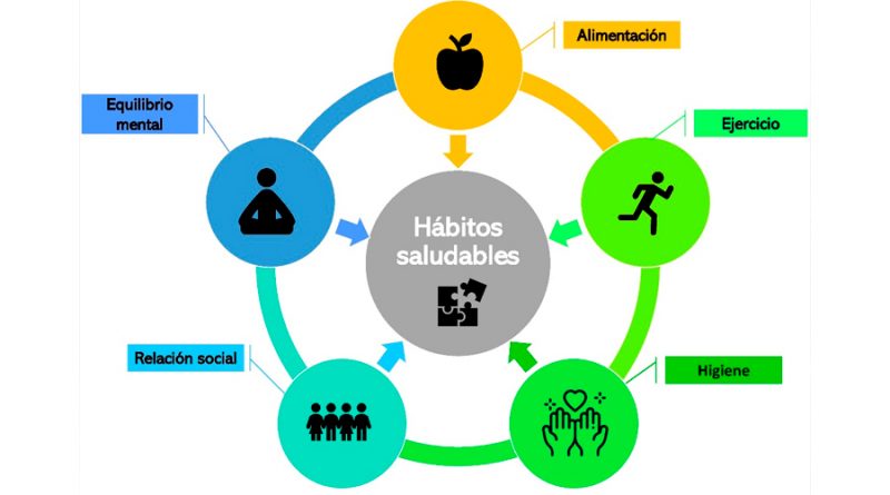 Figura 1: Diagrama de los 5 hábitos de bienestar. Imagen creada por autores