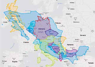 Figura 3: Comparación territorial de México con países como Alemania, Países Bajos, Austria, Eslovenia, Bosnia, Serbia, República Checa, etc. Imagen hecha en https://thetruesize.com